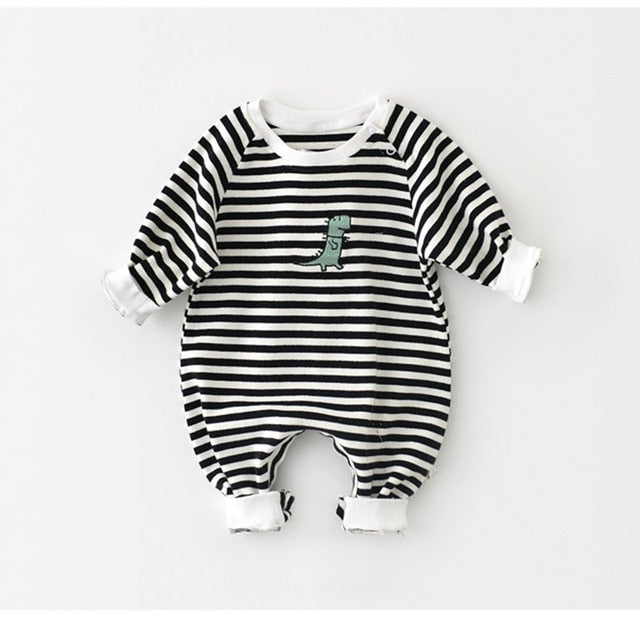 Newborn Baby Striped Dinasour Rompers