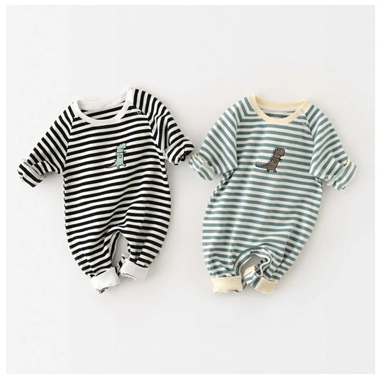 Newborn Baby Striped Dinasour Rompers