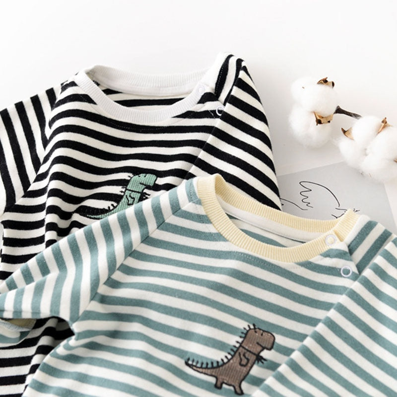 Newborn Baby Striped Dinasour Rompers