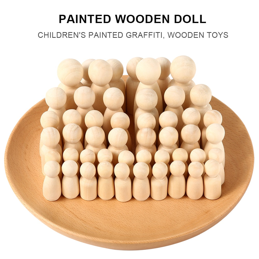 Unpainted Wooden Peg Dolls