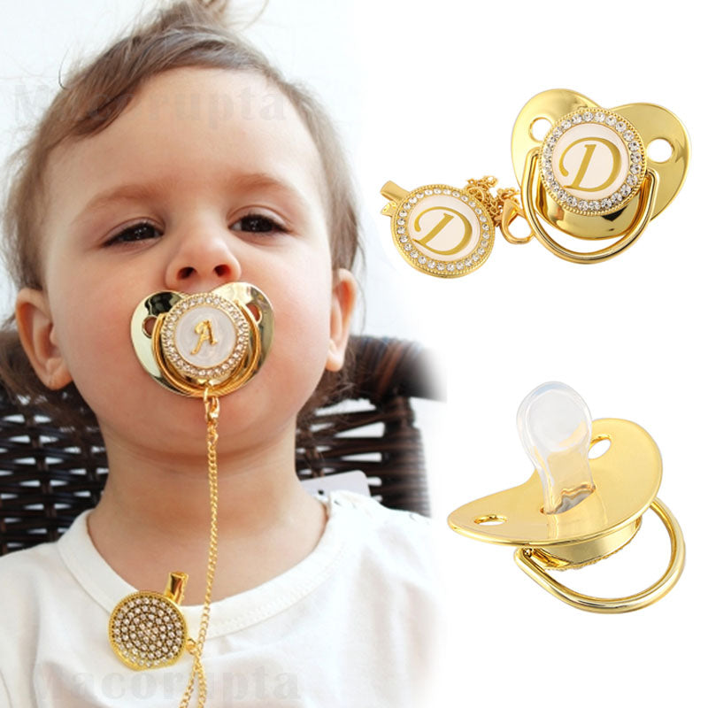 Custom Monogram Gold Paci Pacifier Binkie